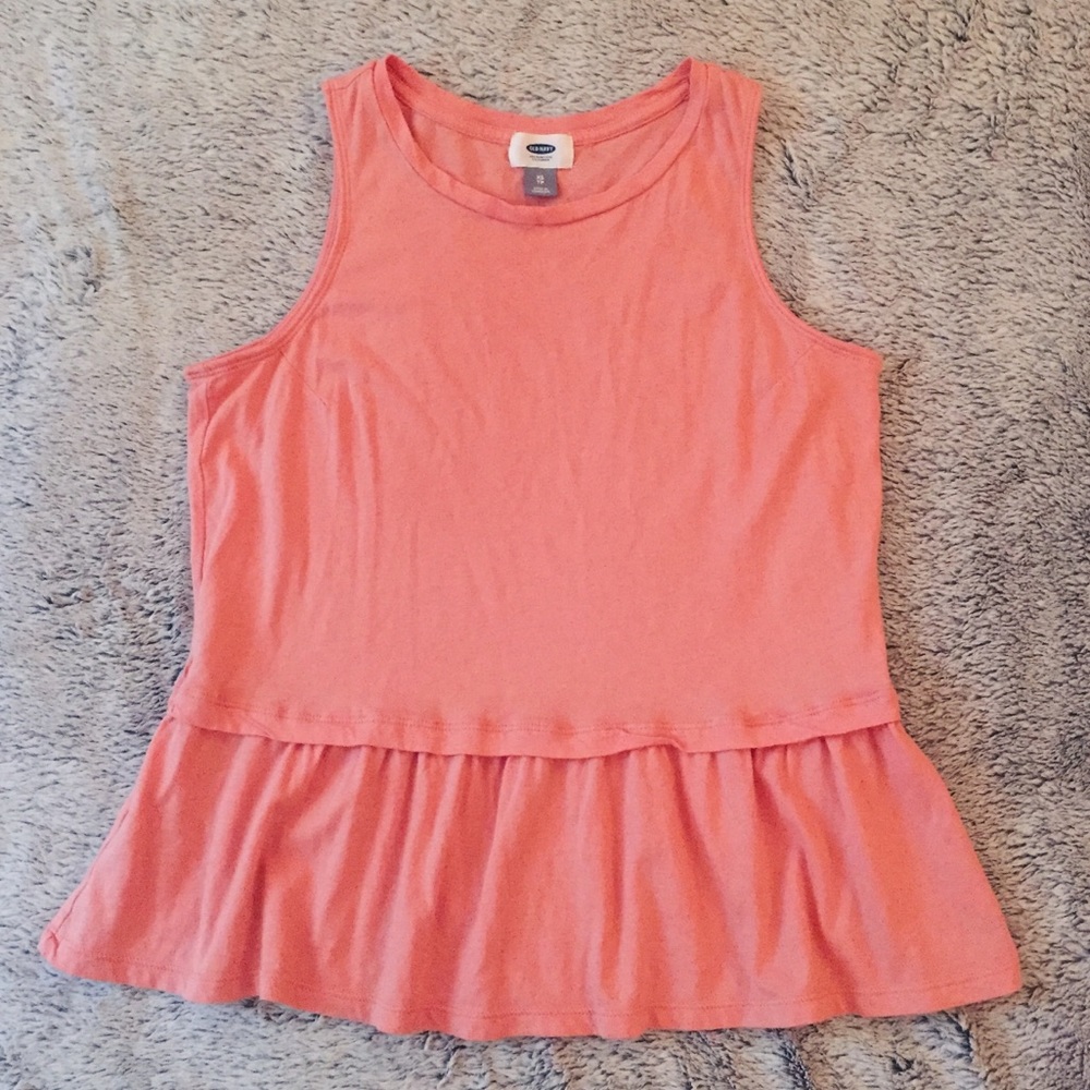 Old Navy Pink Ruffle Hem Tank Top